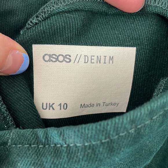 NWT ASOS Design Denim Cami Dress With Button Front in Dark Green Size 6 - Picture 4 of 6